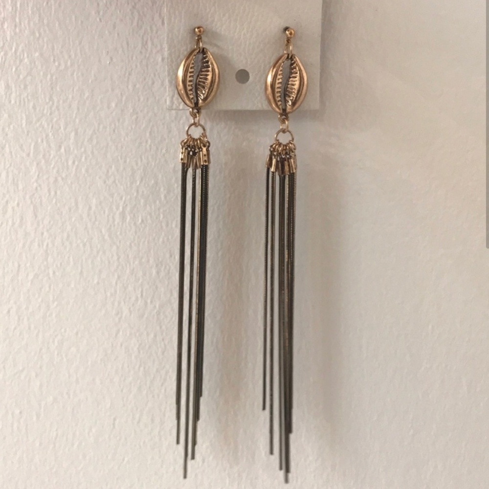 NWT Free People Long Earrings Gold/Brown Earrings